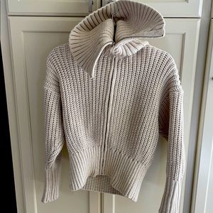 Zara knit women’s zip up sweater beige sweater S